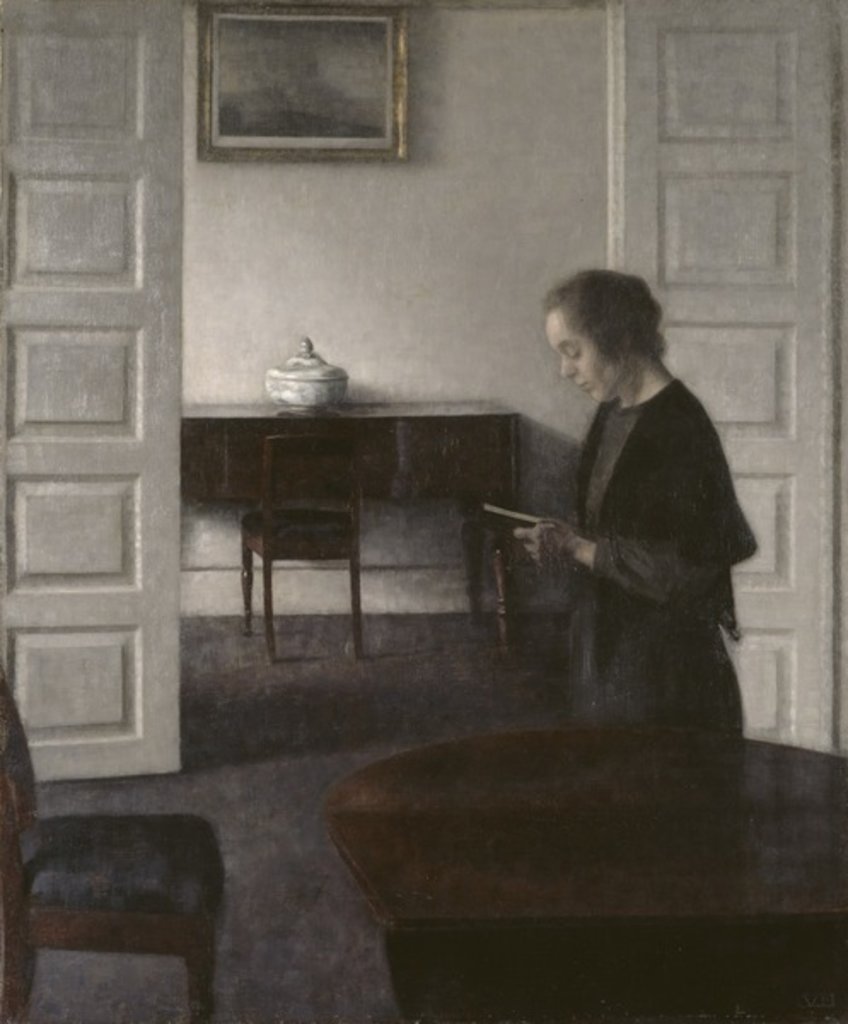 Detail of Interior with a Lady Reading, c.1900 by Vilhelm Hammershoi