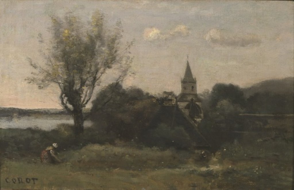 Detail of Ennery near Auvers by Jean Baptiste Camille Corot