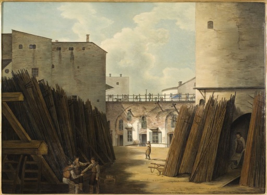 Detail of The old iron scales at Slussen, Stockholm, c.1820-30 by Johan Fredrik Julin