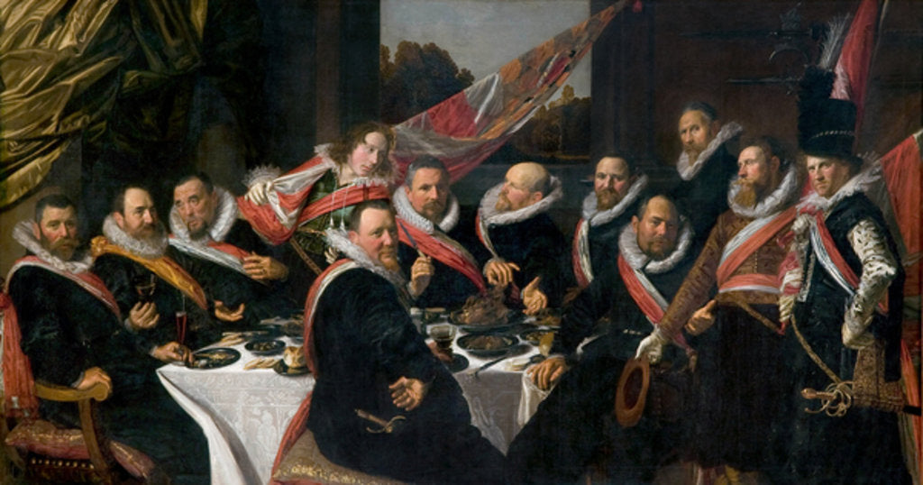 Detail of A Banquet of the Officers of the St. George Militia Company, 1616 by Frans Hals