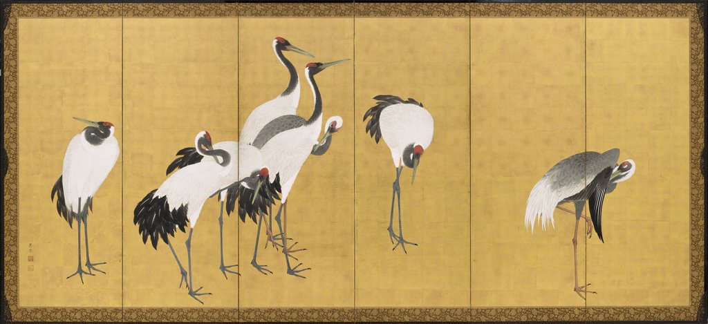 Detail of Cranes, An'ei Period, 1772 by Maruyama Okyo