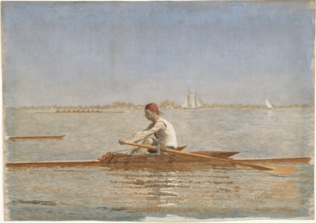 Detail of John Biglin in a Single Scull, 1873 by Thomas Cowperthwait Eakins