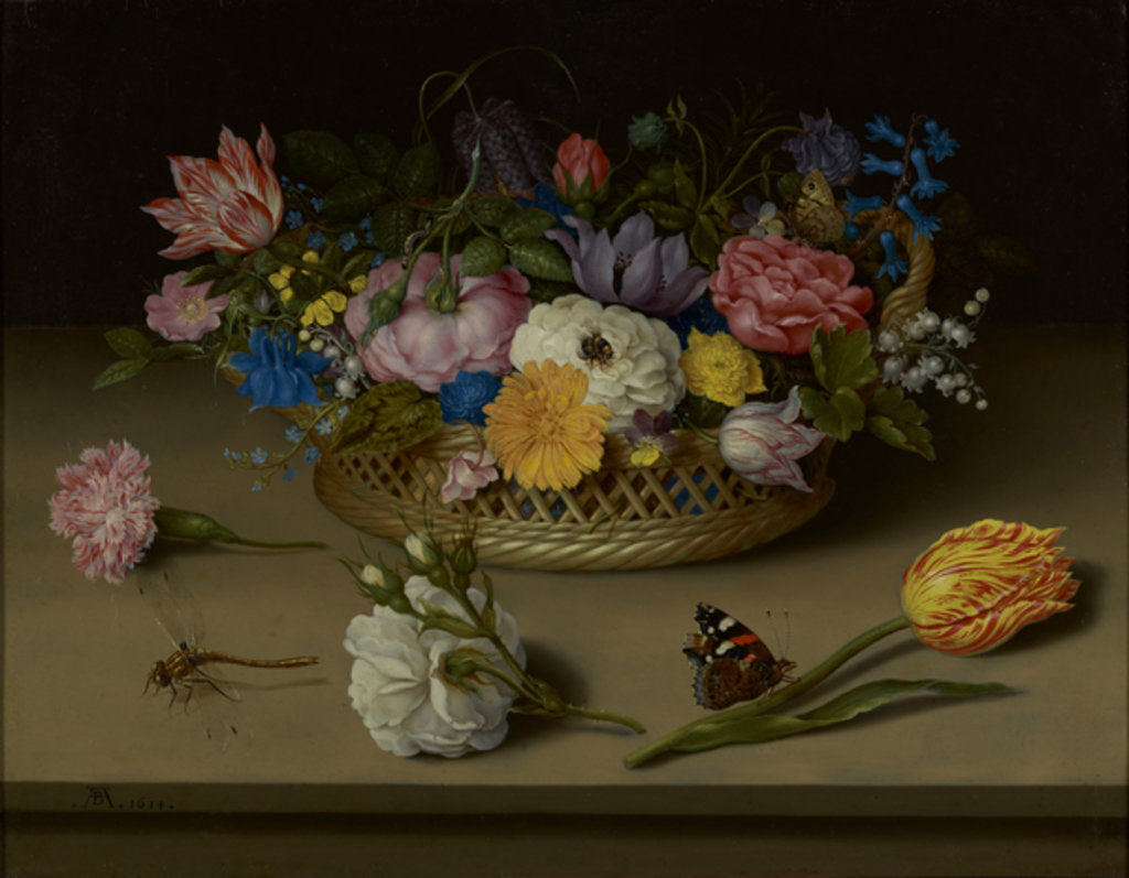 Detail of A Still Life of Flowers, a Dragonfly and a Red Admiral, 1614 by Ambrosius the Elder Bosschaert
