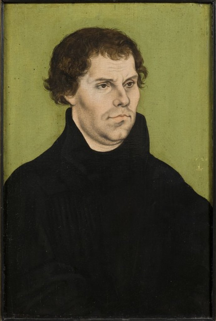 Detail of Portrait of Martin Luther, 1527 by Lucas the Elder Cranach