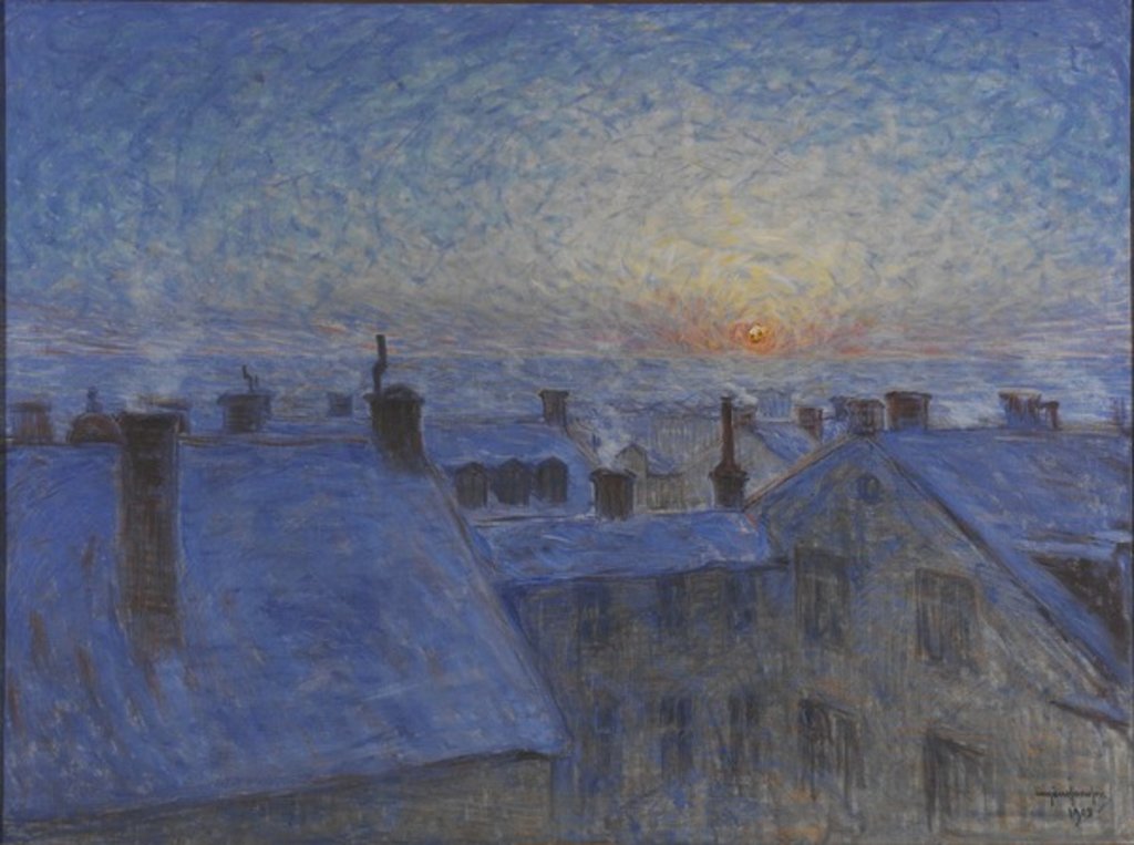 Detail of Sunrise over Stockholm rooftops, 1903 by Eugene Jansson