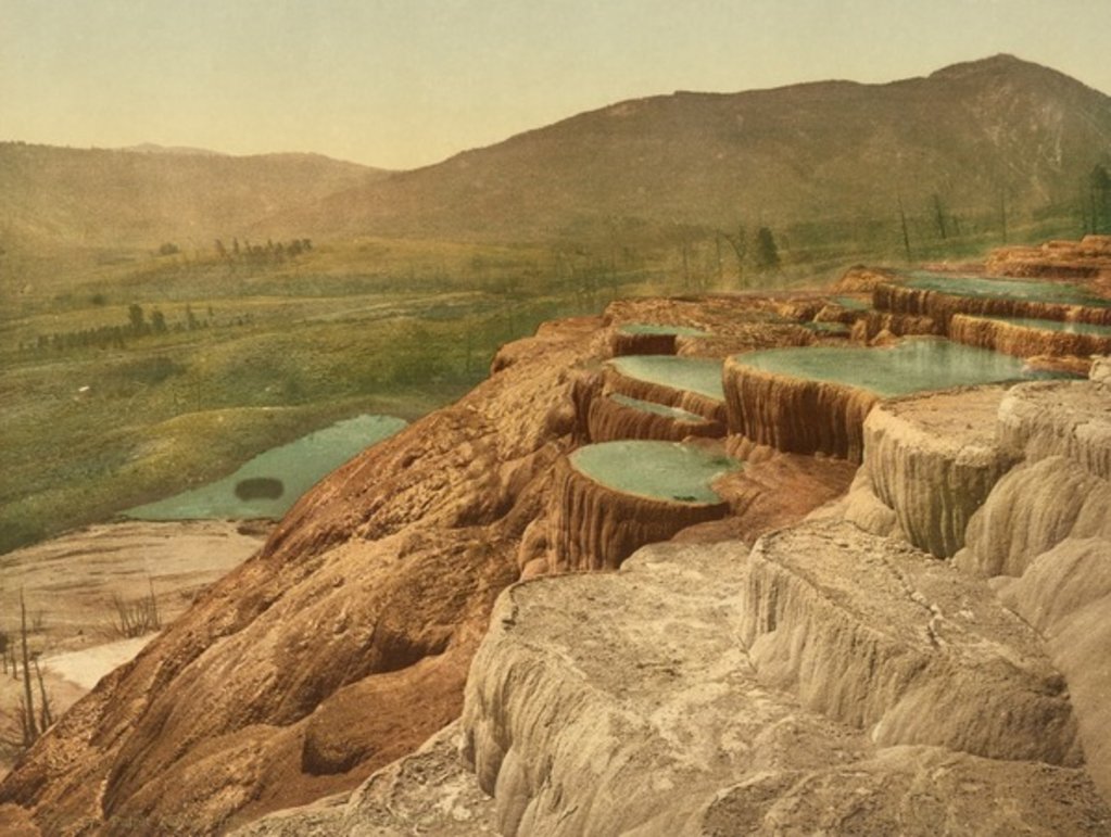 Detail of Pulpit Terraces from above, Yellowstone National Park, c.1898 by American Photographer
