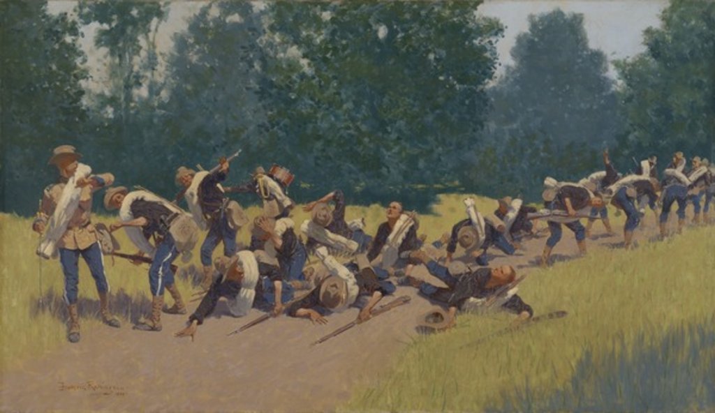 Detail of The Scream of Shrapnel at San Juan Hill, 1898 by Frederic Remington