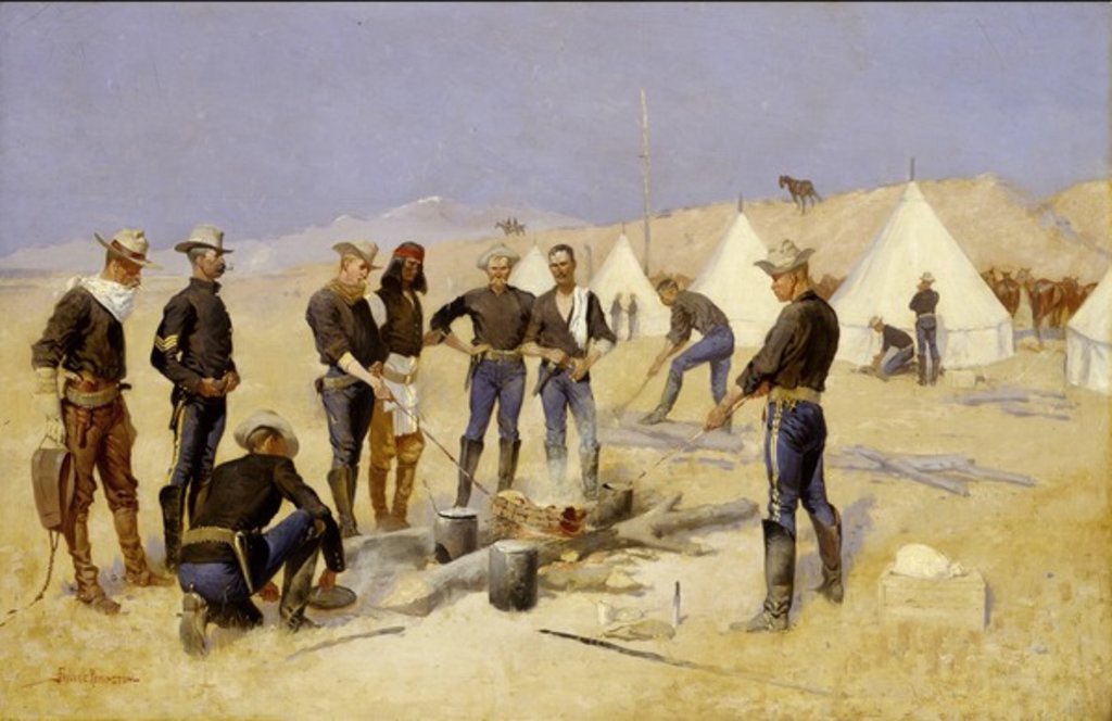 Detail of Roasting the Christmas Beef in a Cavalry Camp, c.1892 by Frederic Remington