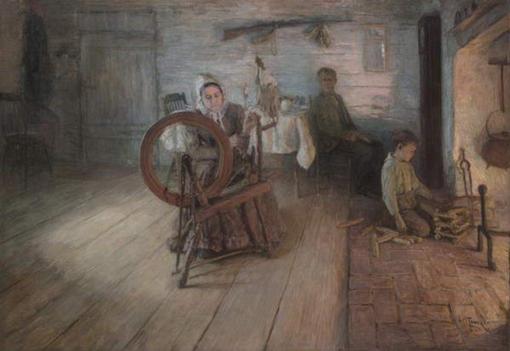 Detail of Spinning By Firelight–The Boyhood of George Washington Gray, 1894 by Henry Ossawa Tanner