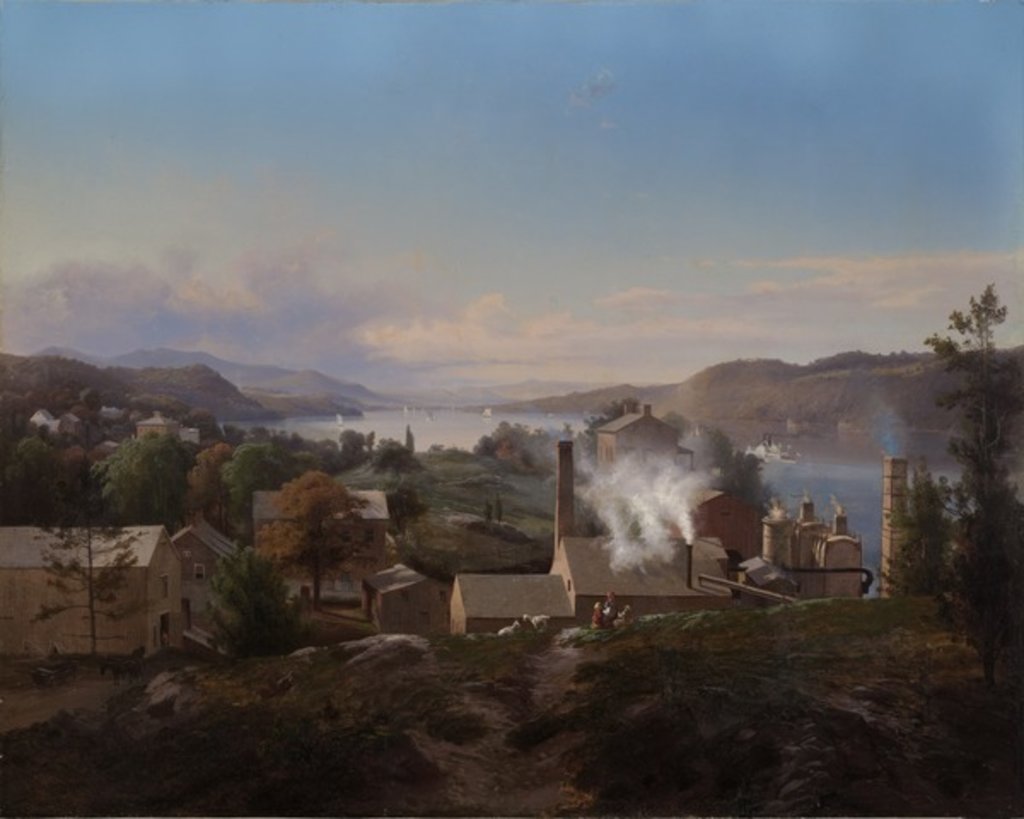Detail of Poughkeepsie Iron Works, 1856 by Johann Herman Carmiencke