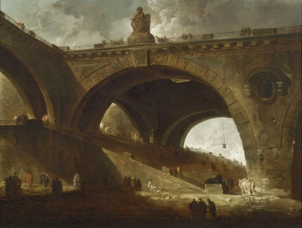 Detail of The Old Bridge, c.1760 by Hubert Robert