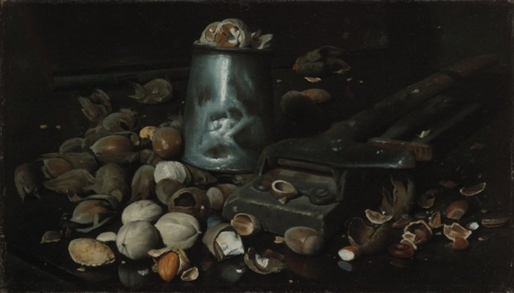 Detail of Still Life with Tin Can and Nuts, c.1886 by Joseph Decker