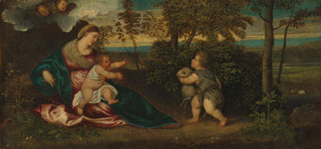 Detail of Madonna and Child and the Infant Saint John in a Landscape, 1540-50 by Polidoro Lanzani