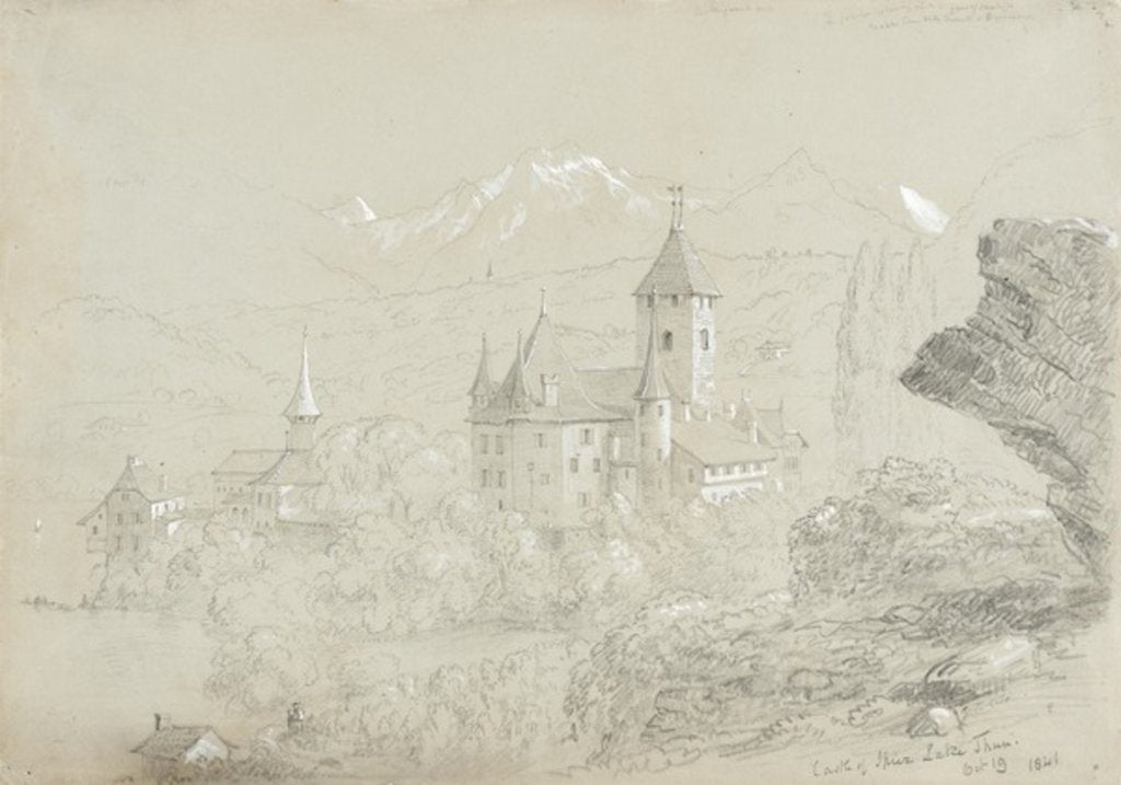 Detail of Castle of Spiez, 1841 by Thomas Cole