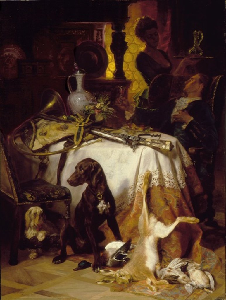 Detail of After the Hunt, 1870 by David Dalhoff Neal