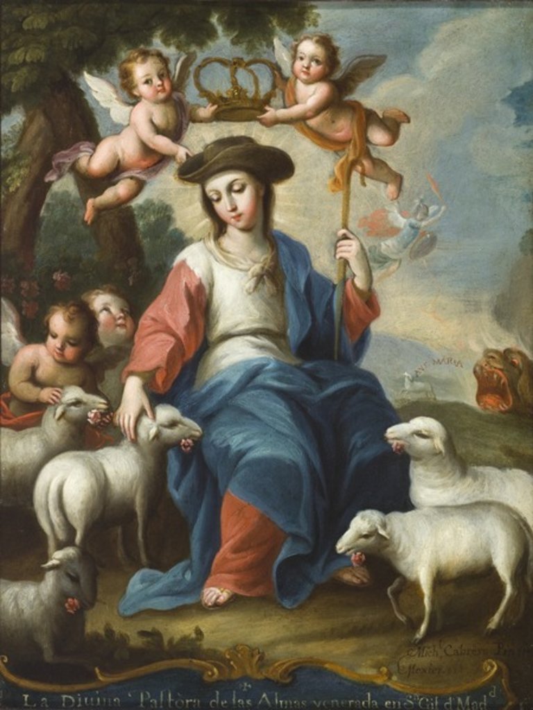 Detail of The Divine Shepherdess, c.1760 by Miguel Cabrera
