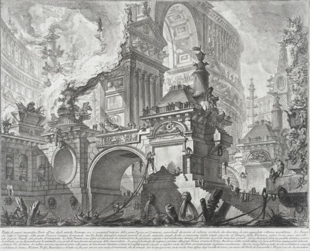 Detail of Part of a spacious and magnificent Harbor for the use of the ancient Romans opening onto a large market square, 1761-80 by Giovanni Battista Piranesi