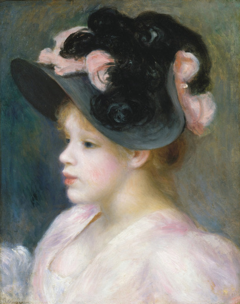 Detail of Young Girl in a Pink-and-Black Hat, c.1891 by Pierre Auguste Renoir