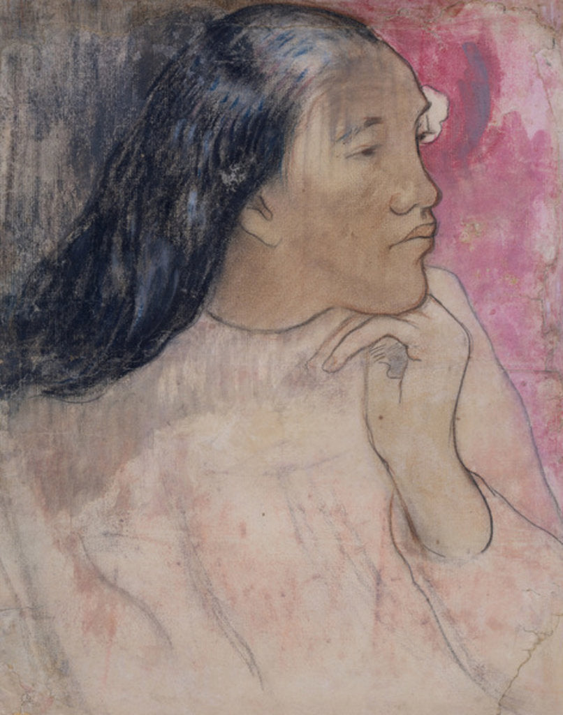 Detail of A Tahitian Woman with a Flower in Her Hair, 1891-92 by Paul Gauguin