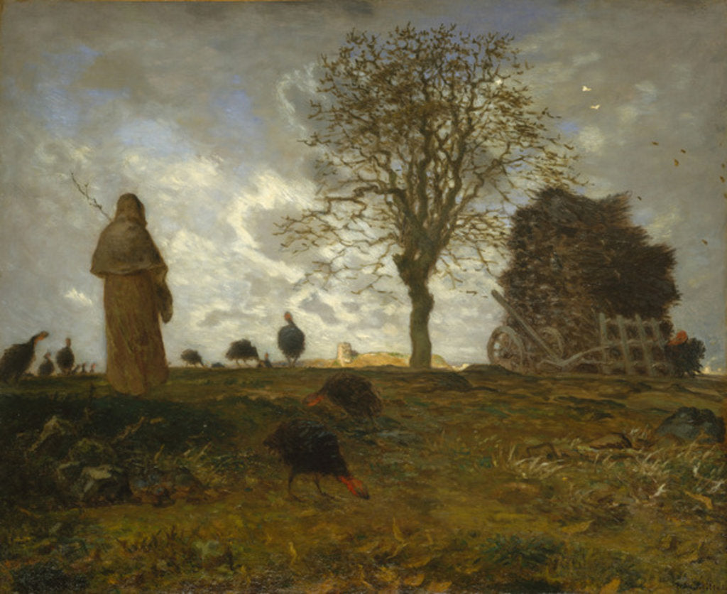 Detail of Autumn Landscape with a Flock of Turkeys, 1872-73 by Jean-Francois Millet