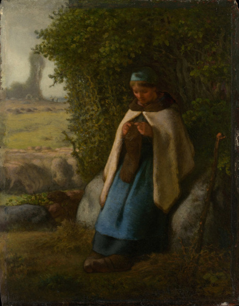 Detail of Shepherdess Seated on a Rock, 1856 by Jean-Francois Millet