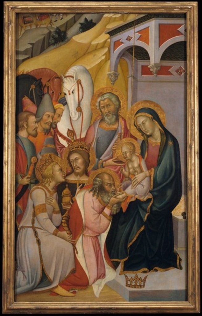 Detail of The Adoration of the Magi, c.1390 by also Manfredi de Battilori Bartolo di Fredi