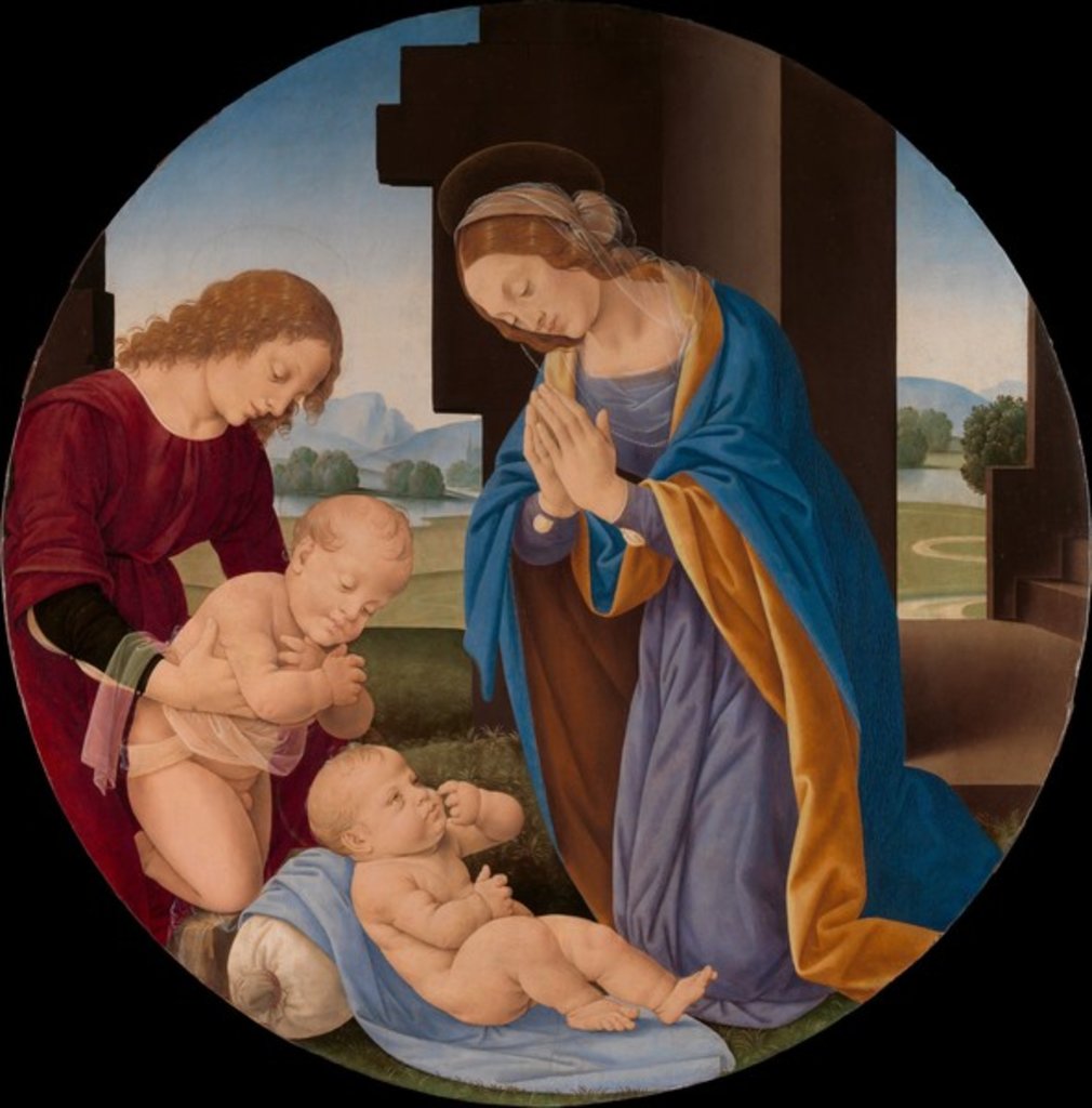 Detail of Madonna Adoring the Child with the Infant Saint John the Baptist and an Angel, c.1492 by Lorenzo di Credi