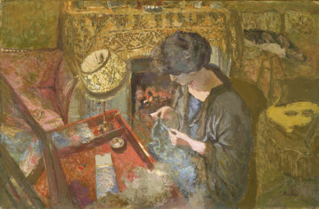 Detail of The Small Drawing-Room: Mme Hessel at Her Sewing Table, 1917 by Edouard Vuillard