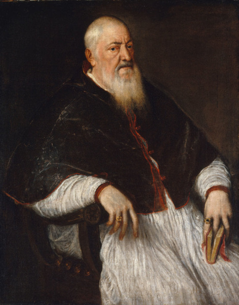 Detail of Filippo Archinto, Archbishop of Milan, c.1555 by Titian (c.1488-1576)
