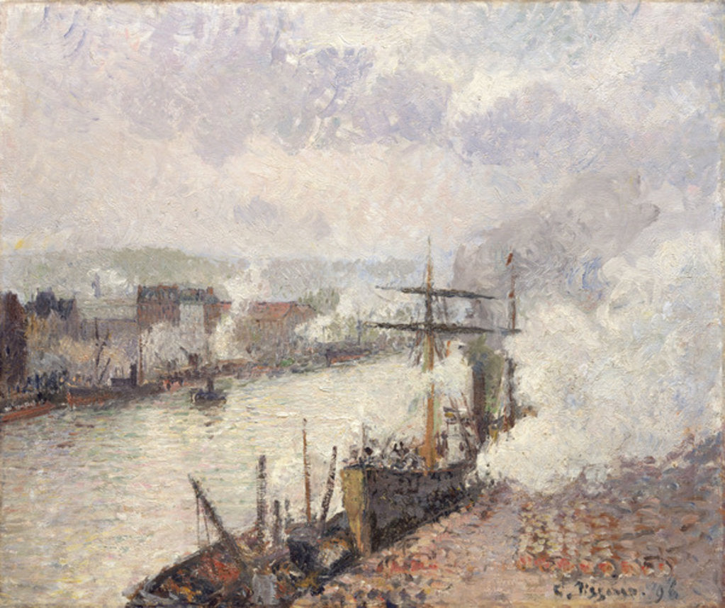 Detail of Steamboats in the Port of Rouen, 1896 by Camille Pissarro