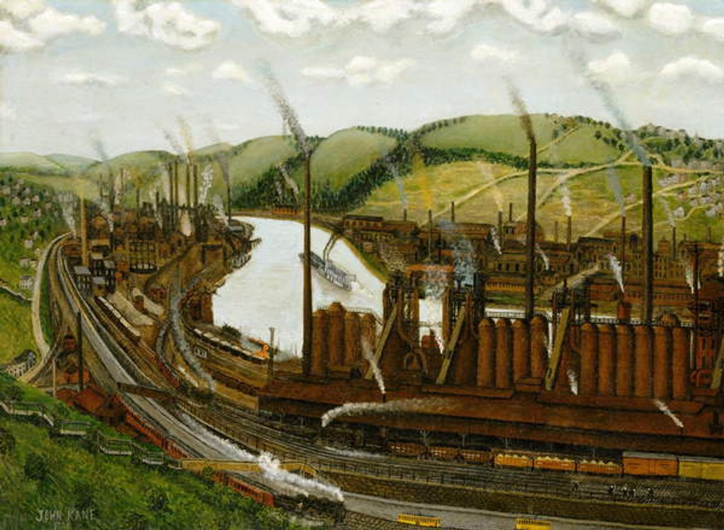 Detail of The Monongahela River Valley, Pennsylvania, 1931 by John Kane