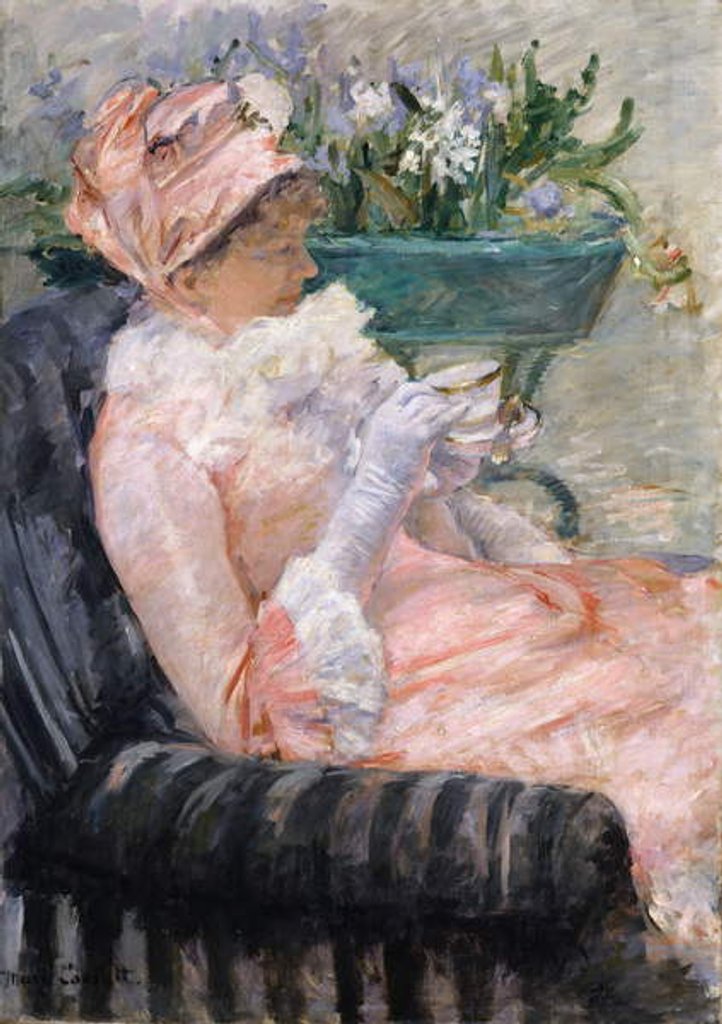 Detail of The Cup of Tea, c.1880-1 by Mary Stevenson Cassatt