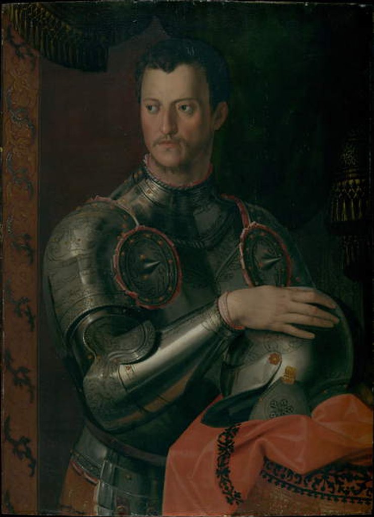 Detail of Cosimo I de Medici, c.1550s by Agnolo (studio of) Bronzino