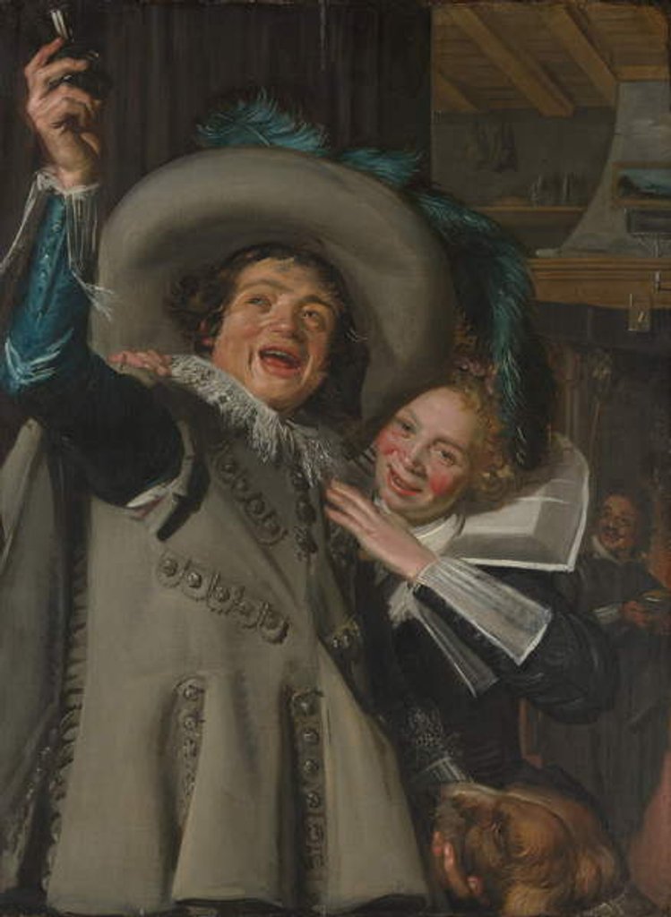 Detail of Young Man and Woman in an inn, 1623 by Frans Hals