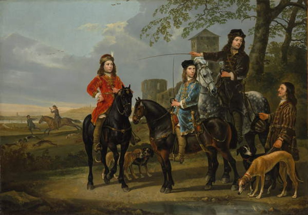 Detail of Equestrian Portrait of Cornelis and Michiel Pompe van Meerdervoort with their Tutor and Coachman, Starting for the Hunt, c.1652-53 by Aelbert Cuyp