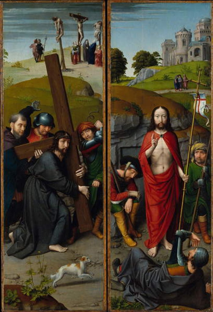 Detail of Christ Carrying the Cross, with the Crucifixion; The Resurrection, with the Pilgrims of Emmaus, c.1510 by Gerard David