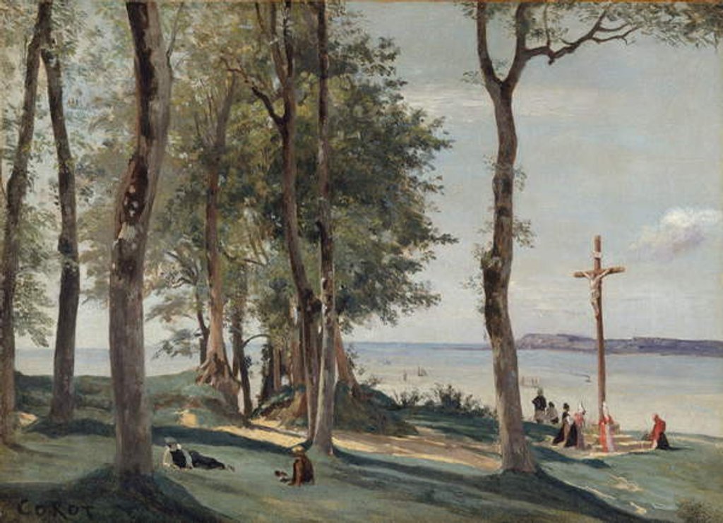 Detail of Honfleur: Calvary, c.1830 by Jean Baptiste Camille Corot