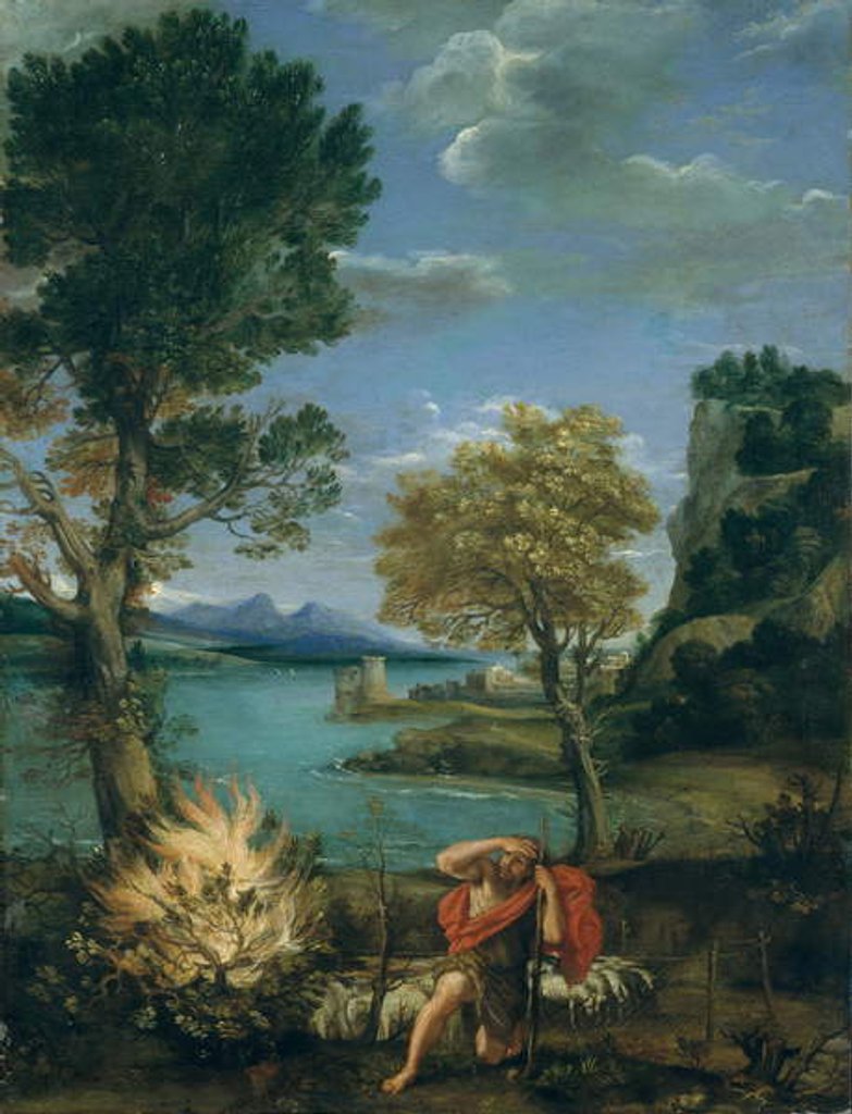 Detail of Landscape with Moses and the Burning Bush, 1610-16 by Domenichino (1581-1641)
