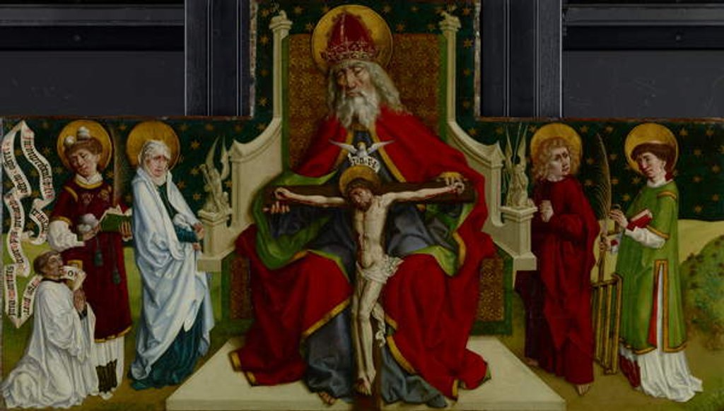 Detail of The Trinity with the Virgin, Saints John the Evangelist, Stephen and Lawrence and a Donor, 1479 by Peter Hemmel