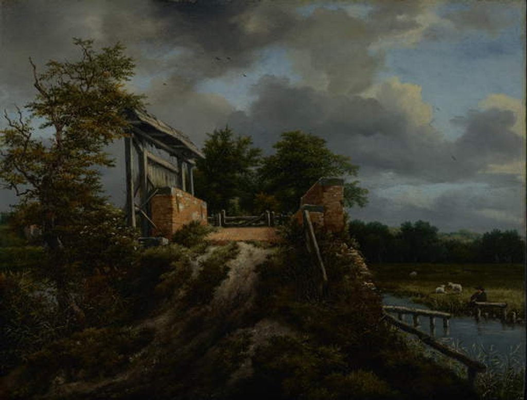 Detail of Bridge with a Sluice, 1648-9 by Jacob Isaaksz. or Isaacksz. van Ruisdael
