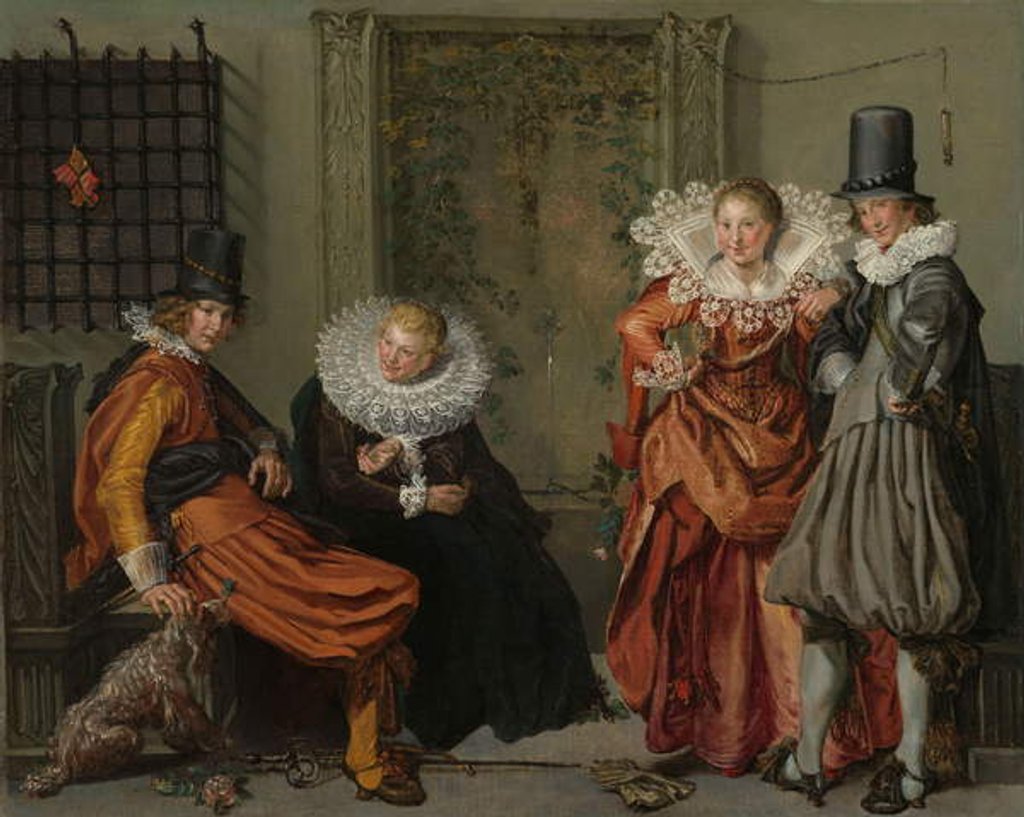 Detail of Elegant Couples Courting, c. 1616-20 by Willem Pietersz Buytewech