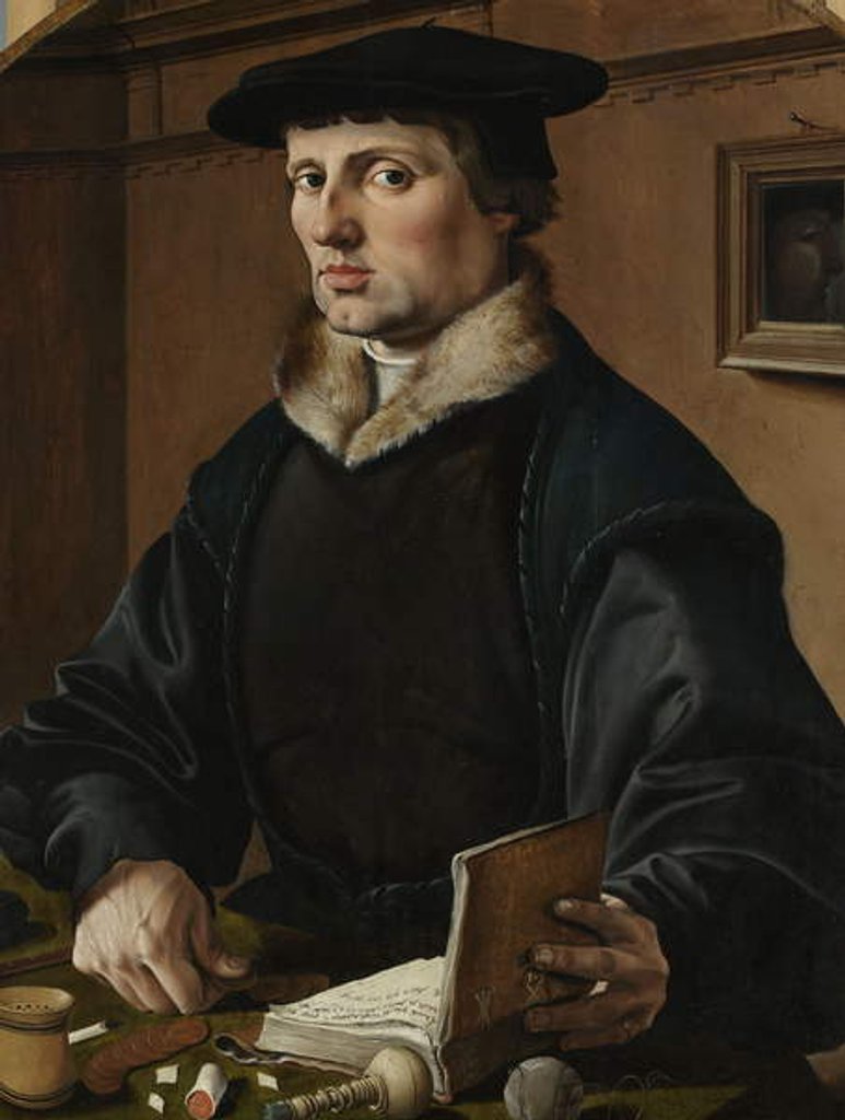 Detail of Portrait of a man, possibly Pieter Gerritsz Bicker, 1529 by Maerten van Heemskerck