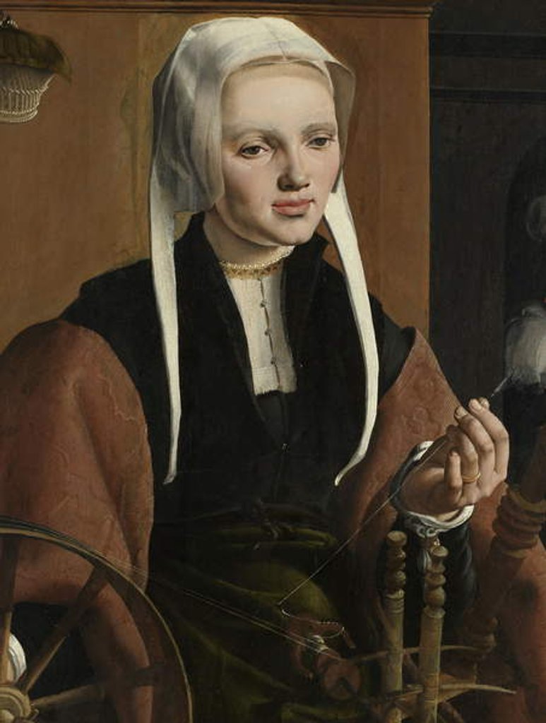 Detail of Portrait of a woman, possibly Anna Codde, 1529 by Maerten van Heemskerck