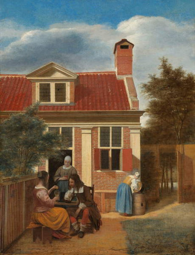 Detail of Figures in a Courtyard behind a House, c. 1663-5 by Pieter de Hooch
