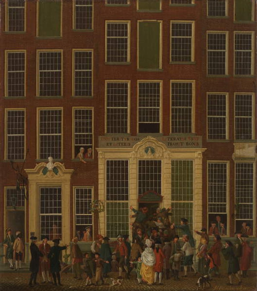 Detail of The Bookshop and Lottery Agency of Jan de Groot in the Kalverstraat in Amsterdam, 1779 by Isaak Ouwater