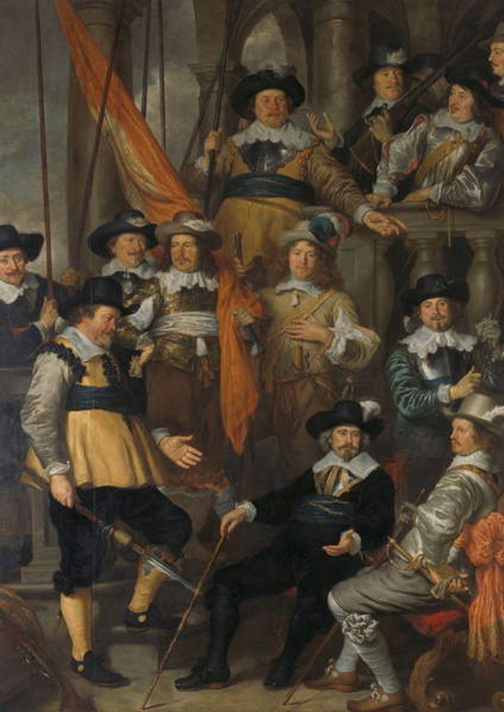 Detail of Amsterdam civic guard of District XVIII under Captain Albert Bas and Lieutenant Lucas Conijn, 1645 by Govaert Flinck
