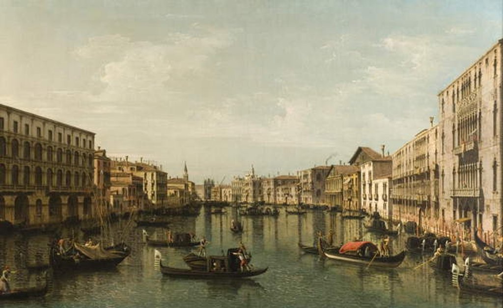 Detail of View of Grand Canal with the Palazzi Foscari and Moro Lin by Bernardo Bellotto