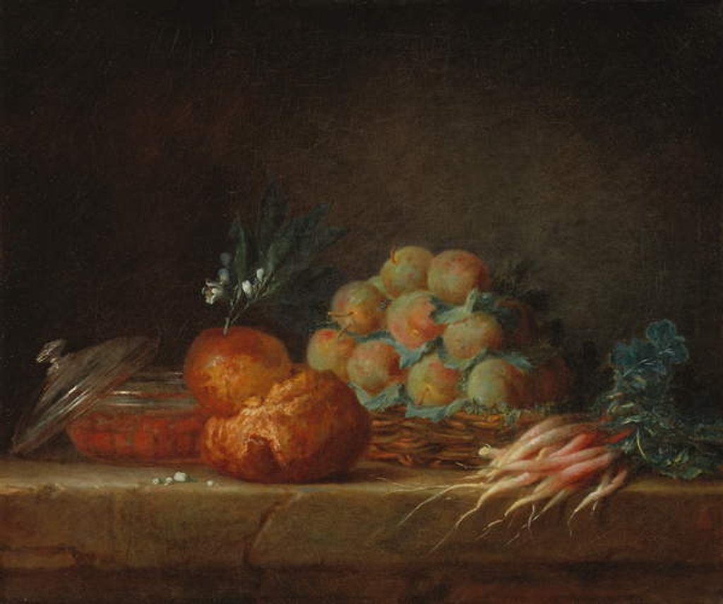 Detail of Still Life with Brioche, Fruit and Vegetables, 1775 by Anne Vallayer-Coster