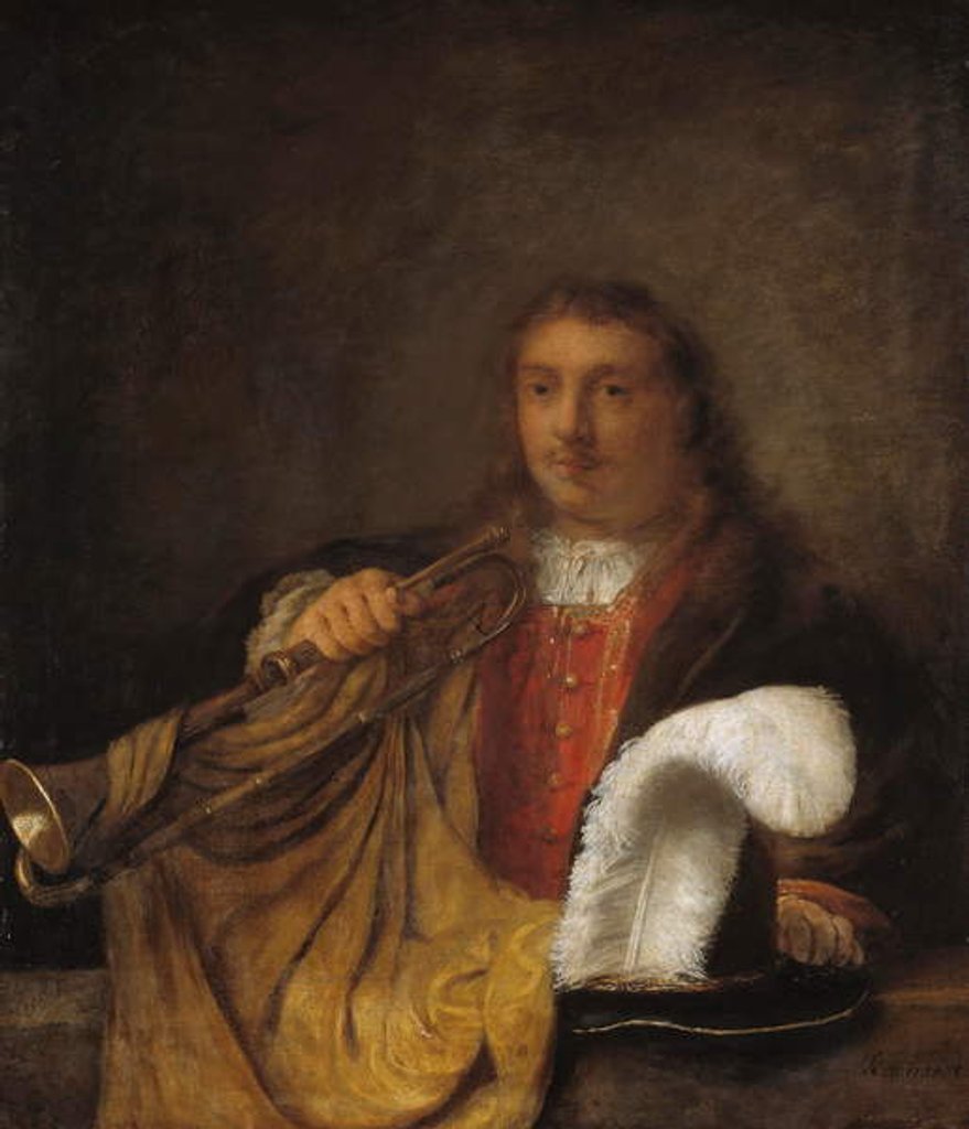 Detail of Trumpeter by Rembrandt Harmensz. van Rijn (style of)