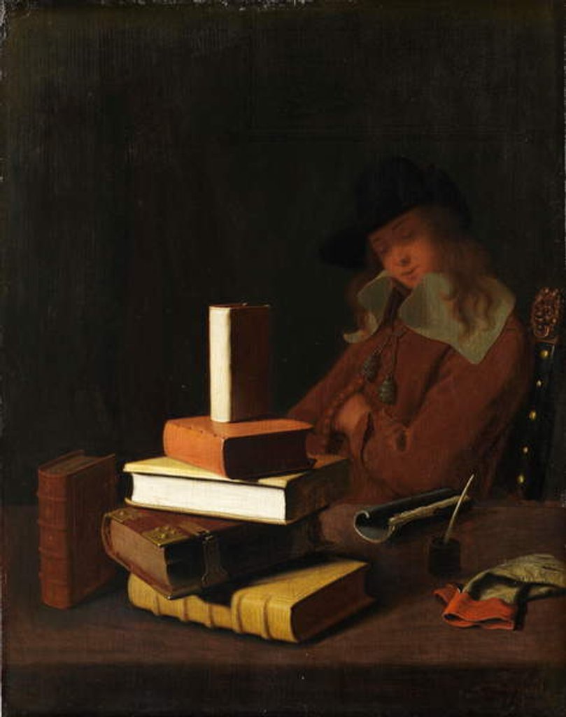Detail of The Sleeping Student, 1663 by Constantin Verhout or Voorhout